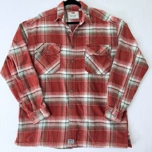 Vintage Levi's Mens Large Red Plaid Cotton Flannel Shirt Cotton